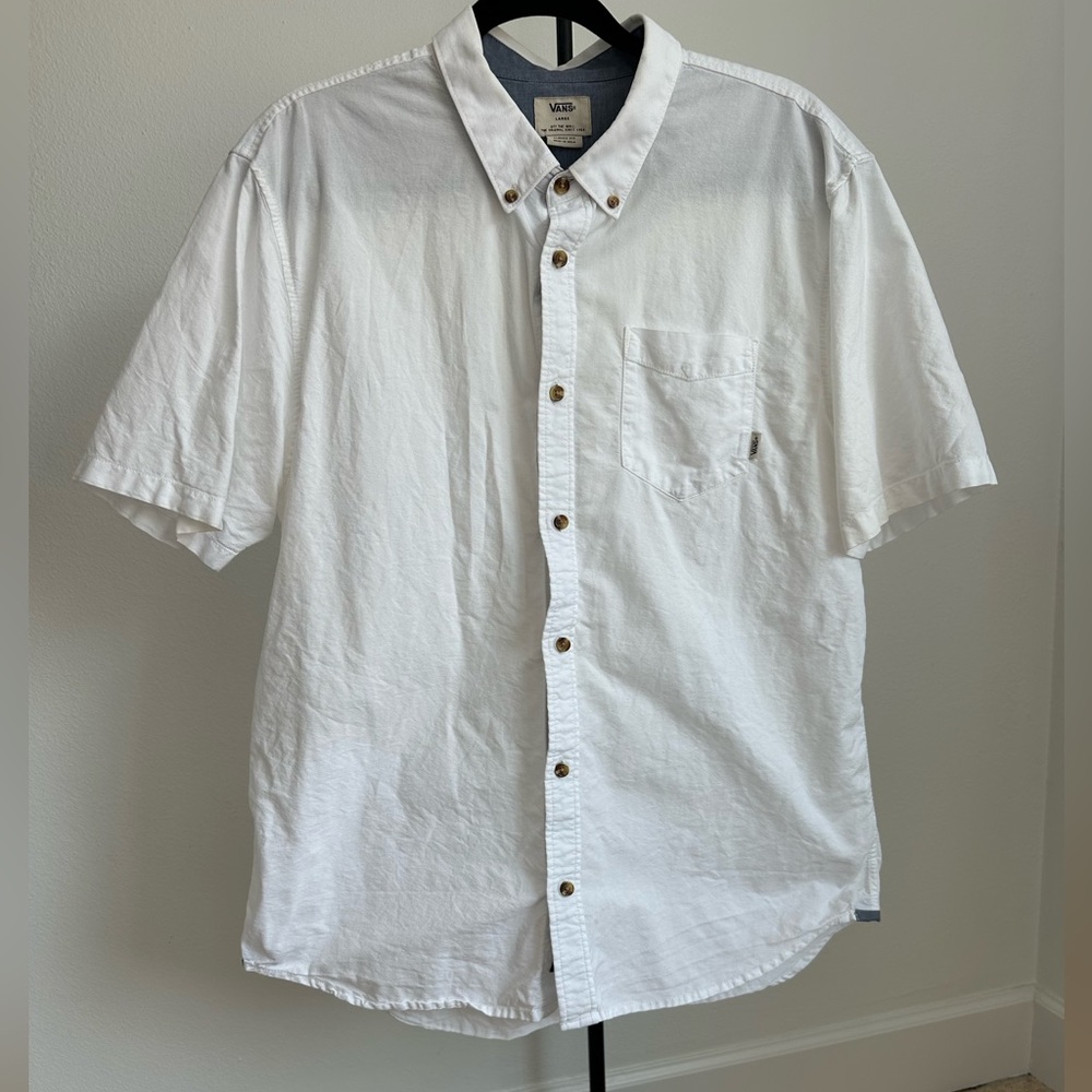 Vans White Casual Button Down Shirt Large